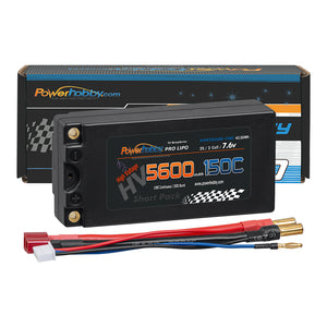 Powerhobby 2S 7.6V 5600mah 150C HV + Graphene Shorty Lipo Battery 5MM
