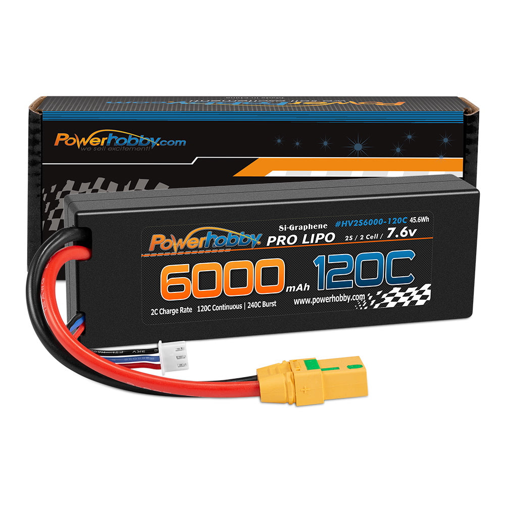 Powerhobby 2S 7.6V HV + Graphene 6000MAh 120c Lipo Battery w XT90 Plug