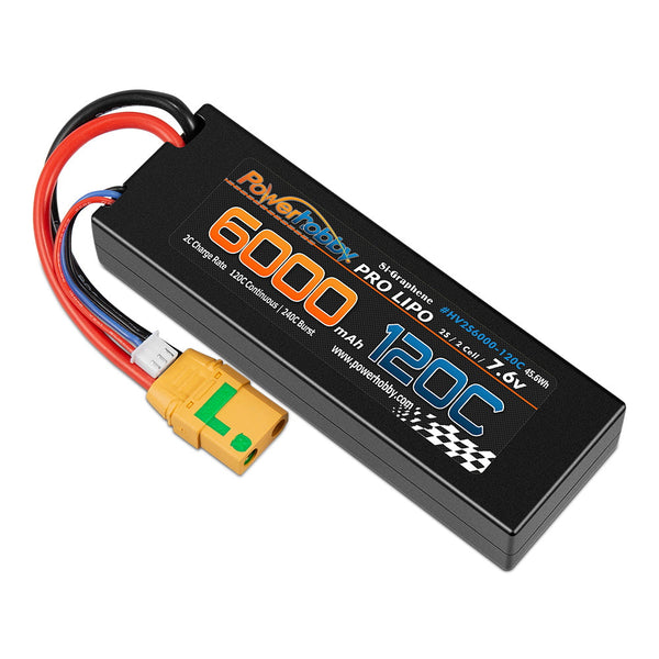 Powerhobby 2S 7.6V HV + Graphene 6000MAh 120c Lipo Battery w XT90 Plug