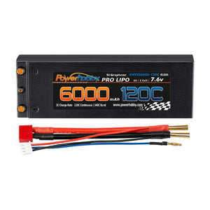 Powerhobby 2S 7.6V 6000mah 120C Graphene + HV Lipo Battery Bullet Deans Plug
