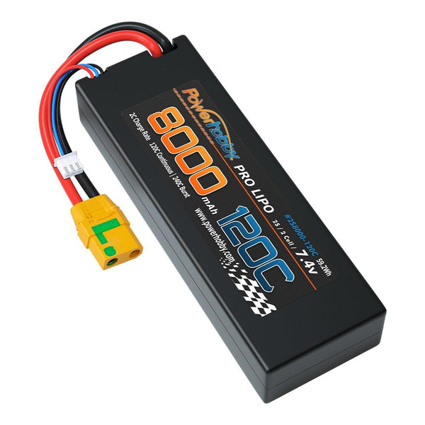 Powerhobby 2S 7.4V 8000MAH 120C Graphene + Lipo Battery XT90 Hard Case