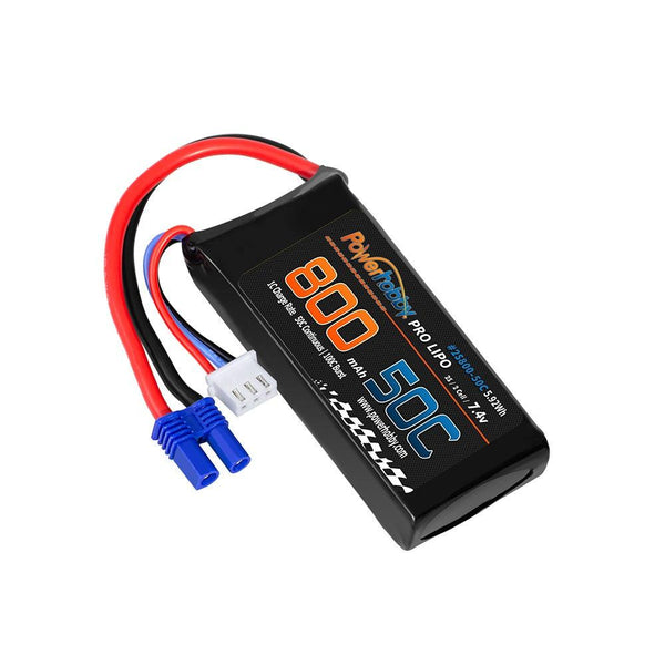 Powerhobby 2s 7.4v 800mah 50c Lipo Battery w ec2 Plug Losi Mini-B / Mini-T 2.0