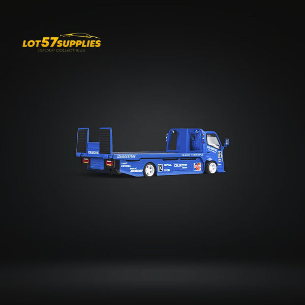 MicroTurbo HINO 300 Custom Truck Flatbed  Blue Calsonic Livery 1:64