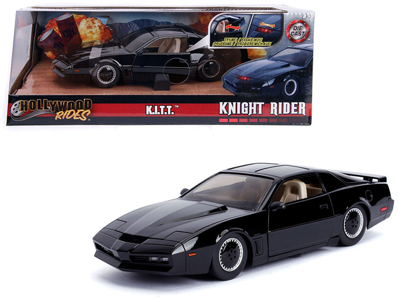 1982 Pontiac Firebird Trans Am Black with Light K.I.T.T. "Knight Rider" (1982) TV Series "Hollywood Rides" Series 1/24