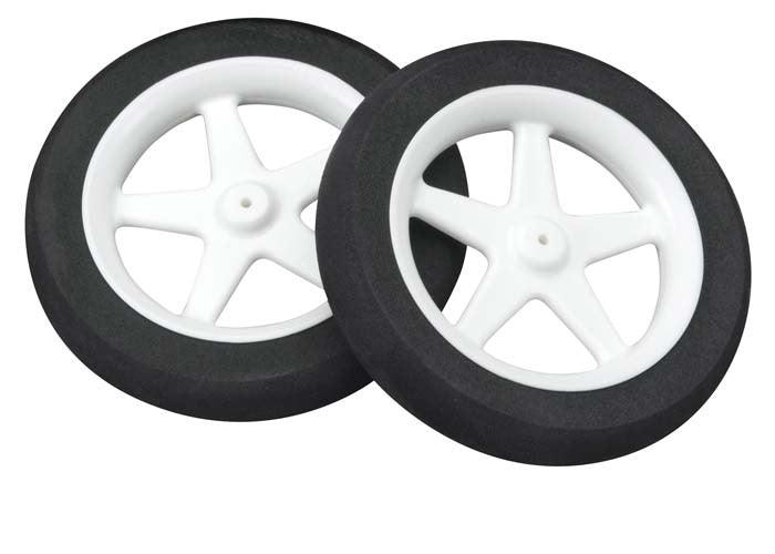 Dubro 300MS Micro Sport Airplane Wheels 3" (2) pre-mounted 5 spoke foam tire