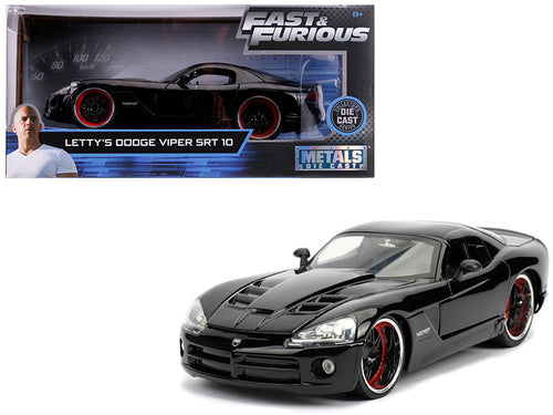 Letty's Dodge Viper SRT 10 Black "Fast & Furious" Movie 1/24 Diecast Model Car by Jada — physical