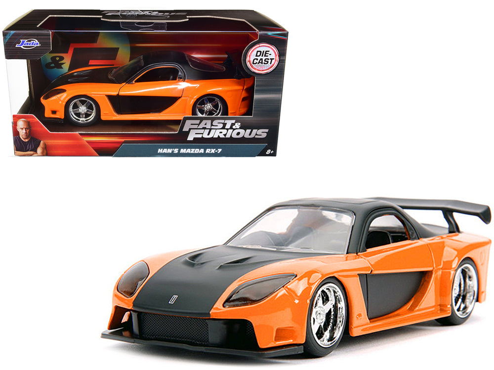 Han's Mazda RX-7 RHD (Right Hand Drive) Orange Metallic and Black "Fast & Furious" Movie 1/32 Diecast Model Car by Jada —