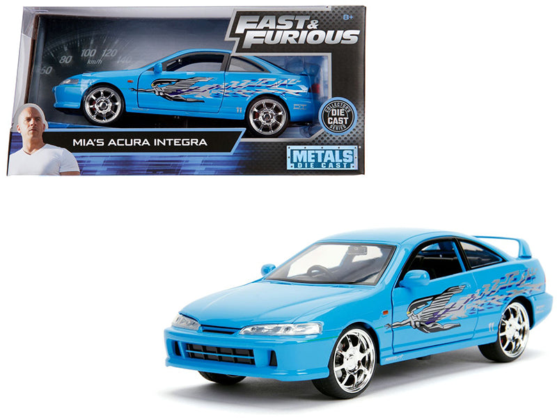 Mia's Acura Integra RHD (Right Hand Drive) Blue "The Fast and the Furious" Movie 1/24 Diecast Model Car by Jada — physical