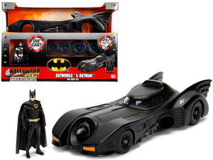 Model Kit Batmobile Matt Black with Batman Diecast Figurine "Batman" (1989) Movie "Build N' Collect" 1/24 Diecast Model Car