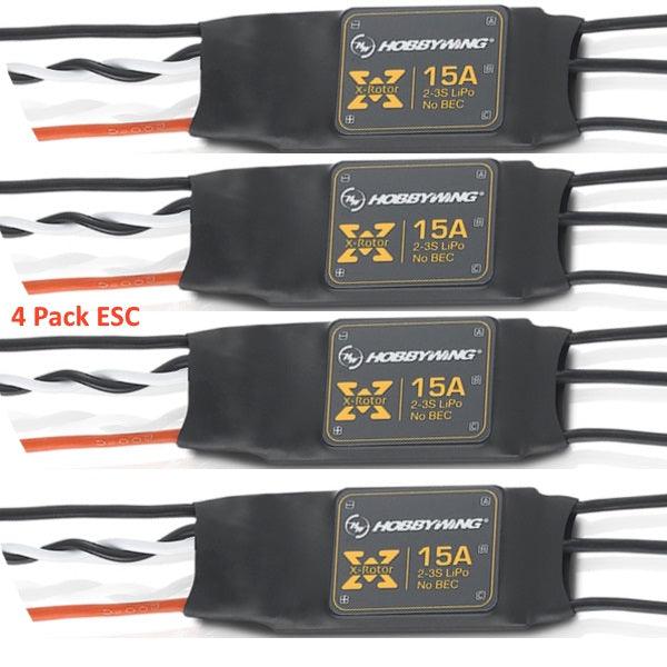 Hobbywing 30901100 XRotor-15A Brushless ESC 4 Pack for 250-300 Class Quadcopters
