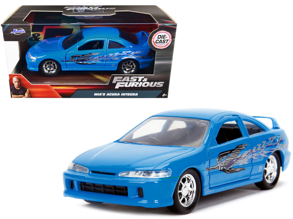 Mia's Acura Integra Light Blue with Graphics "Fast & Furious" Movie 1/32 Diecast Model Car by Jada — physical