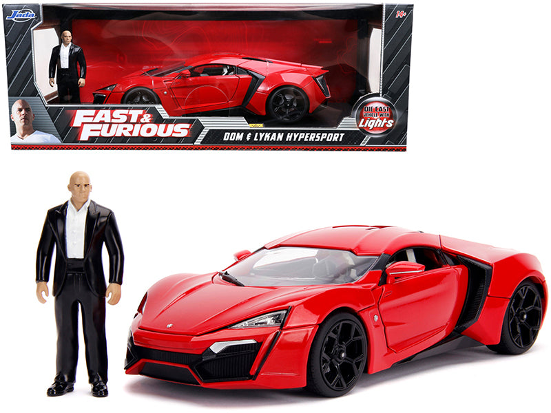 Lykan Hypersport Red with Lights and Dom Figurine "Fast & Furious" Movie 1/18 Diecast Model Car by Jada — physical