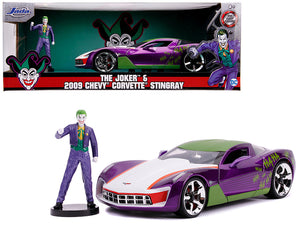 2009 Chevrolet Corvette Stingray with Joker Diecast Figurine "DC Comics" Series 1/24 Diecast Model Car by Jada — physical