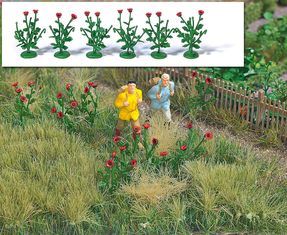 Busch 1255 HO Scale Red Poppies Kit (80 Plants)