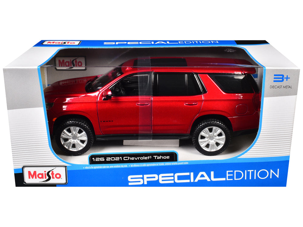 2021 Chevrolet Tahoe Red Metallic with Sunroof 1/24 Diecast Model Car by Maisto