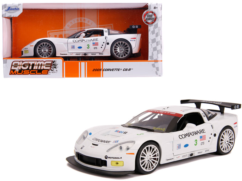 2005 Chevrolet Corvette C6-R #3 Olivier Beretta - Oliver Gavin "Compuware" White "Bigtime Muscle" 1/24 Diecast Model Car by