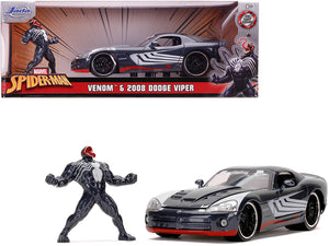2008 Dodge Viper SRT10 Dark Gray with Venom Diecast Figurine "Spider-Man" "Marvel" Series 1/24 Diecast Model Car by Jada —