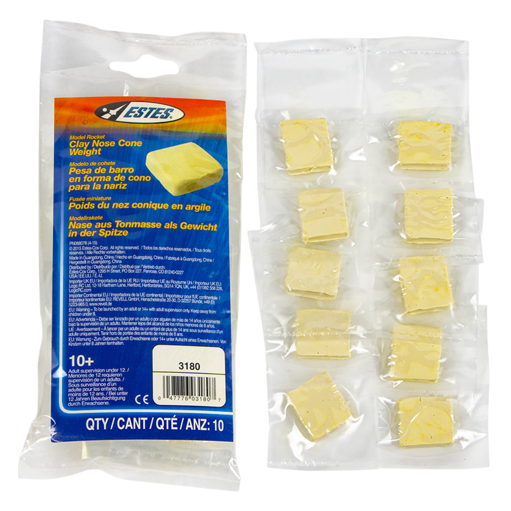 Estes - Clay Nose Cone Weight, for Model Rockets, (10pk)