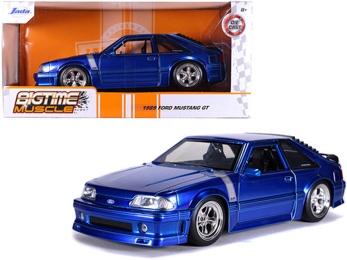 1989 Ford Mustang GT 5.0 Candy Blue with Silver Stripes "Bigtime Muscle" 1/24 Diecast Model Car by Jada — physical