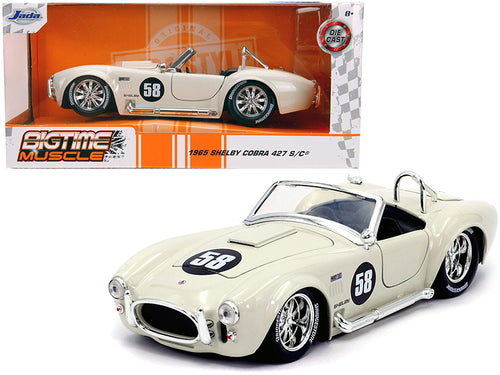 1965 Shelby Cobra 427 S/C #58 Cream "Bigtime Muscle" 1/24 Diecast Model Car by Jada — physical
