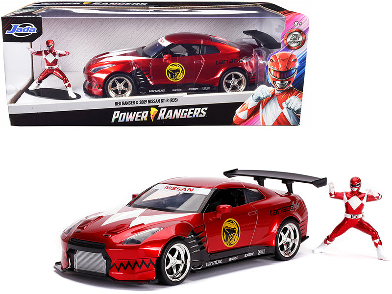 2009 Nissan GT-R (R35) Candy Red and Red Ranger Diecast Figurine "Power Rangers" 1/24 Diecast Model Car by Jada — physical