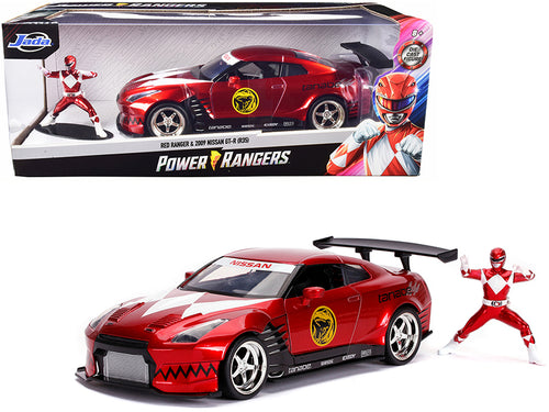2009 Nissan GT-R (R35) Candy Red and Red Ranger Diecast Figurine "Power Rangers" 1/24 Diecast Model Car by Jada — physical