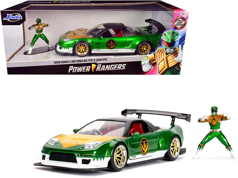 2002 Honda NSX Type-R Japan Spec RHD (Right Hand Drive) and Green Ranger Diecast Figurine "Power Rangers" 1/24 Diecast Model
