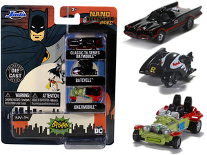 "Batman" (1966-1968) Classic TV Series 3 piece Set "Nano Hollywood Rides" Diecast Models by Jada — physical