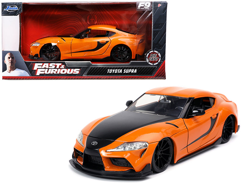 Toyota Supra Orange with Black Stripes "Fast & Furious 9 F9" (2021) Movie 1/24 Diecast Model Car by Jada — physical