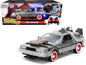 Jada DeLorean Brushed Metal Time Machine with Lights "Back to the Future Part III" (1990) Movie "Hollywood Rides" Series