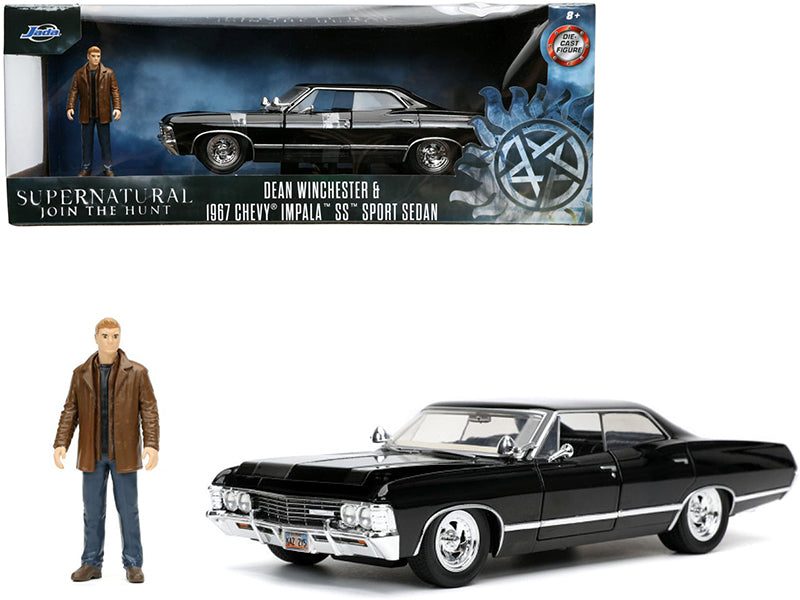 1967 Chevrolet Impala SS Sport Sedan Black and Dean Winchester Diecast Figurine "Supernatural" (2005-2020) TV Series