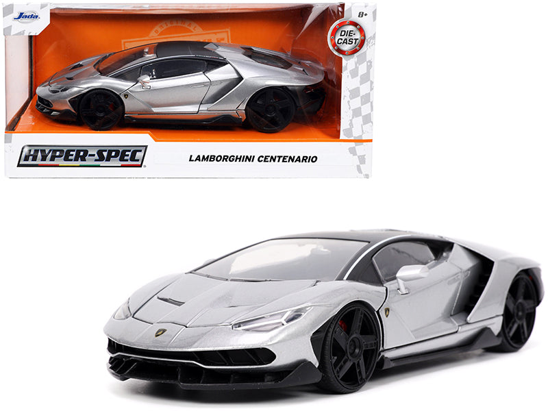 Lamborghini Centenario Gray Metallic with Black Top "Hyper-Spec" Series 1/24 Diecast Model Car by Jada — physical