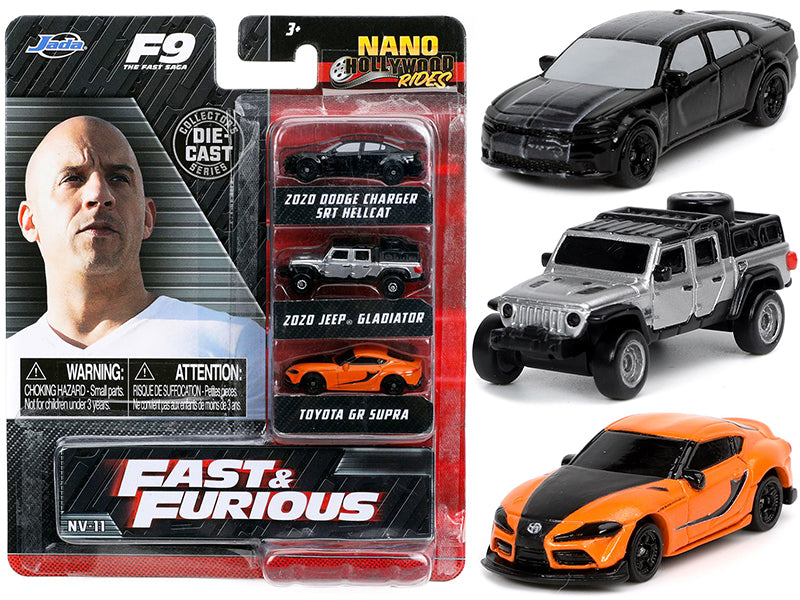 "Fast & Furious 9" (2021) Movie 3 piece Set "Nano Hollywood Rides" Series Diecast Model Cars by Jada — physical