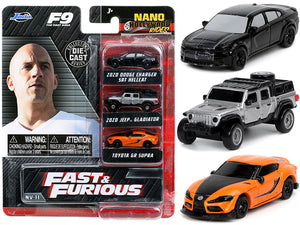 "Fast & Furious 9" (2021) Movie 3 piece Set "Nano Hollywood Rides" Series Diecast Model Cars by Jada — physical