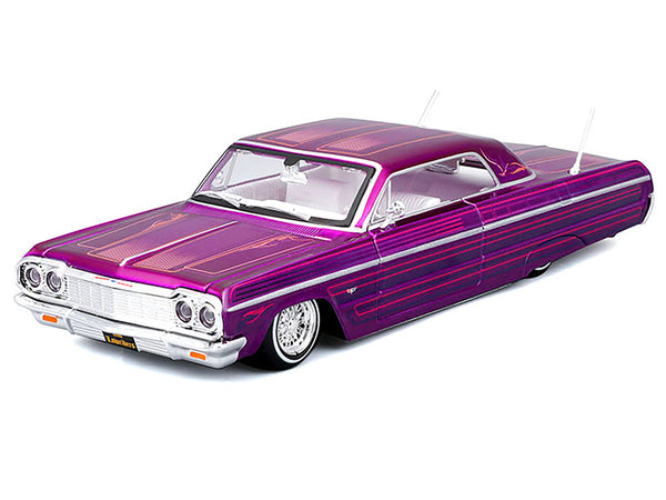 1964 Chevrolet Impala SS Lowrider with Graphics and White Interior "Lowriders" "Maisto Design" Series 1/26 Diecast Model Car by Maisto - Choose Color