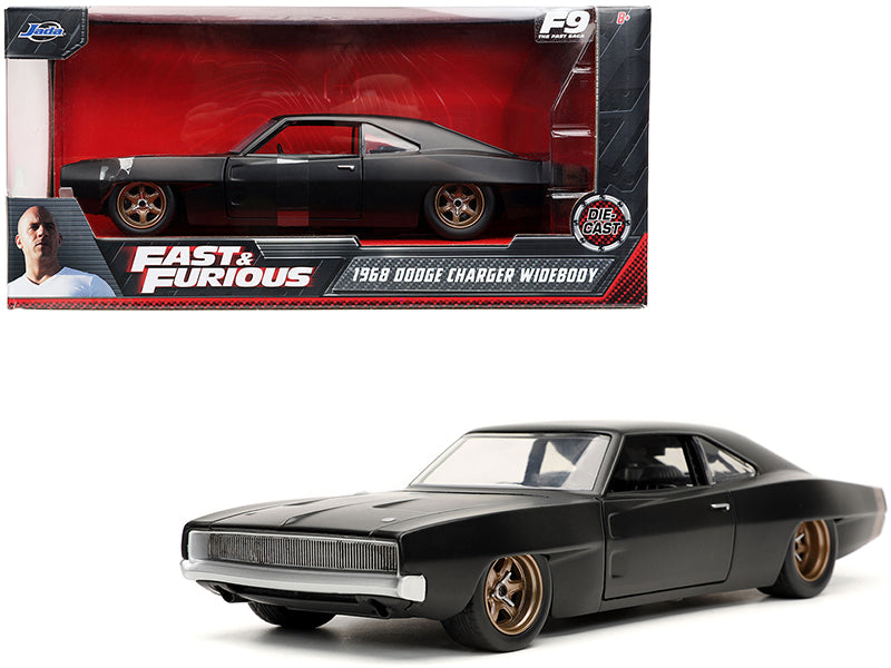 Dom's 1968 Dodge Charger Widebody Matt Black "Fast & Furious 9 F9" (2021) Movie 1/24 Diecast Model Car by Jada — physical