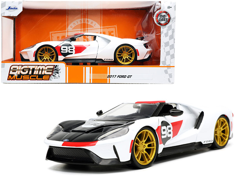 2021 Ford Gt #98 White "Heritage Edition" "Bigtime Muscle" Series 1/24 Diecast Model Car by Jada — physical
