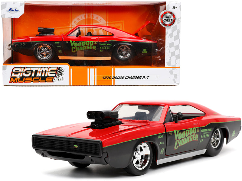 1970 Dodge Charger R/T "Voodoo Charger" Red and Black "Bigtime Muscle" Series 1/24 Diecast Model Car by Jada — physical