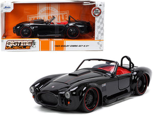 1965 Shelby Cobra 427 S/C Black with Matt Black and Red Stripes and Red Interior "Bigtime Muscle" Series 1/24 Diecast Model