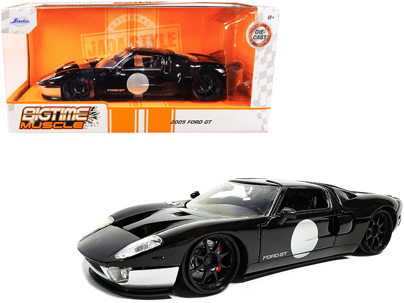 2005 Ford GT Black and Silver "Bigtime Muscle" Series 1/24 Diecast Model Car by Jada — physical