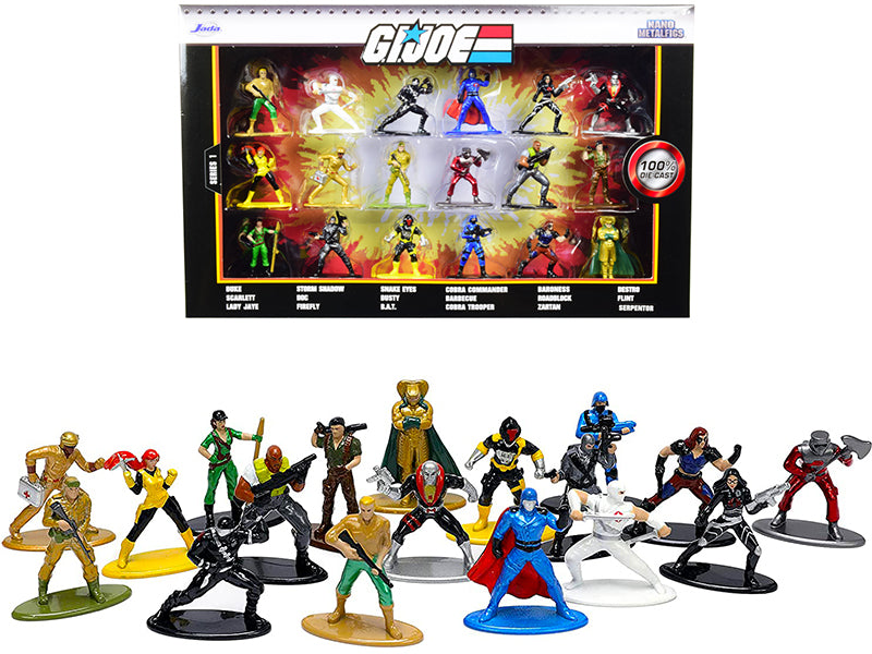 "G.I. Joe" Set of 18 Diecast Figurines "Nano Metalfigs" Series by Jada — physical