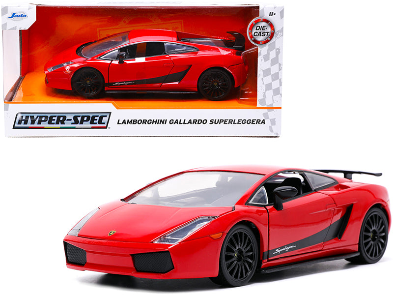 Lamborghini Gallardo Superleggera Red with Black Stripes "Hyper-Spec" Series 1/24 Diecast Model Car by Jada — physical