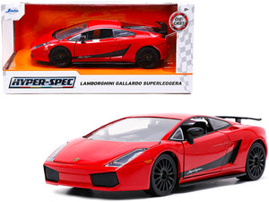 Lamborghini Gallardo Superleggera Red with Black Stripes "Hyper-Spec" Series 1/24 Diecast Model Car by Jada — physical