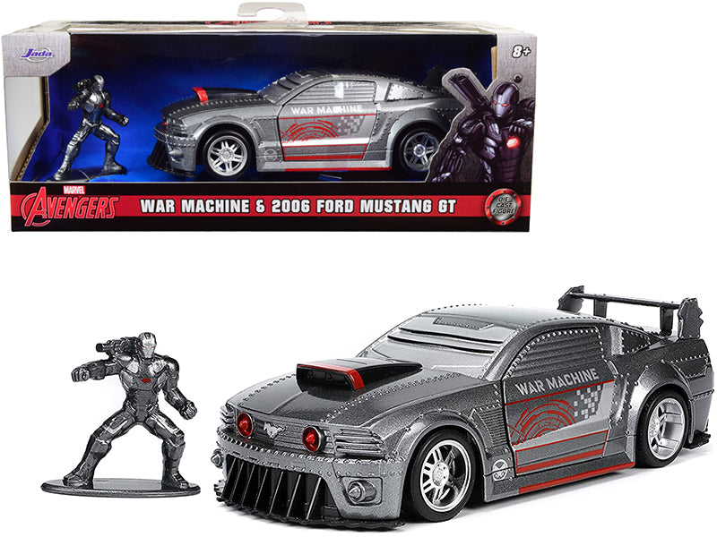 2006 Ford Mustang GT Gray Metallic and War Machine Diecast Figurine "Avengers" "Marvel" Series "Hollywood Rides" Series 1/32