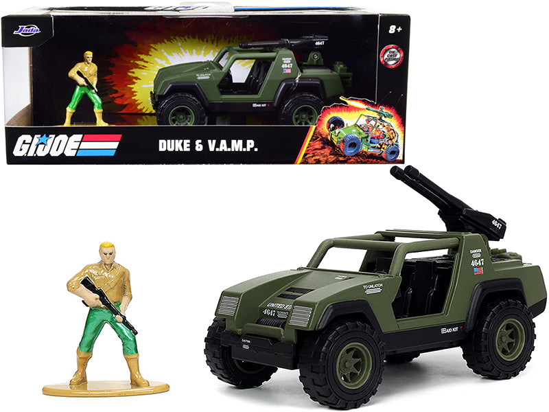 V.A.M.P. Olive Green and Duke Diecast Figurine "G.I. Joe" "Hollywood Rides" Series 1/32 Diecast Model Car by Jada — physical