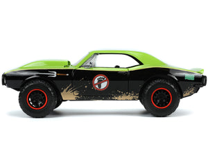 1967 Chevrolet Camaro Offroad Bright Green and Matt Black (Dirty Version) and Raphael Diecast Figure "Teenage Mutant Ninja Turtles" "Hollywood Rides" Series 1/24 Diecast Model Car by Jada