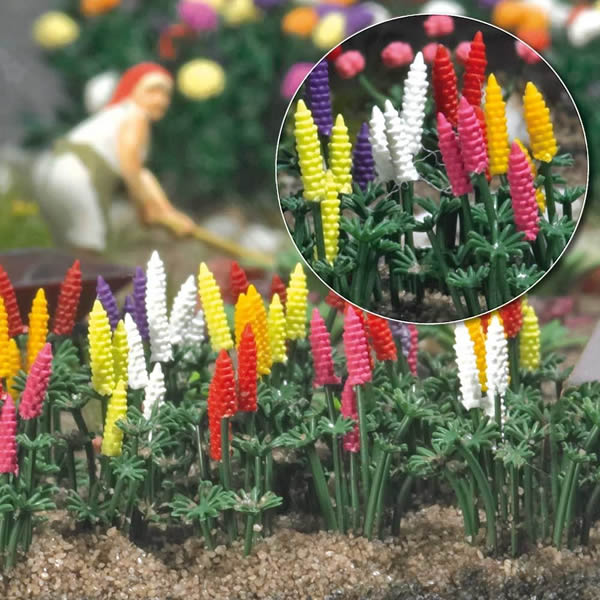 Black Forest® Hobby Supply Co Busch 1218 HO Scale Garden Lupins pkg(16) -- Assorted Colors — HO Scale Scenery > Busch