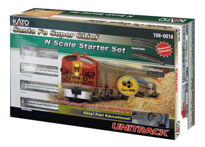 KATO 106-0018 N Scale Santa Fe ATSF Super Chief Train Starter Set, Standard DC