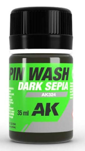 Black Forest® Hobby Supply Co AK Interactive 324 Dark Sepia Pin Wash Enamel 35ml Bottle — Paints, Tools, Supplies > AK