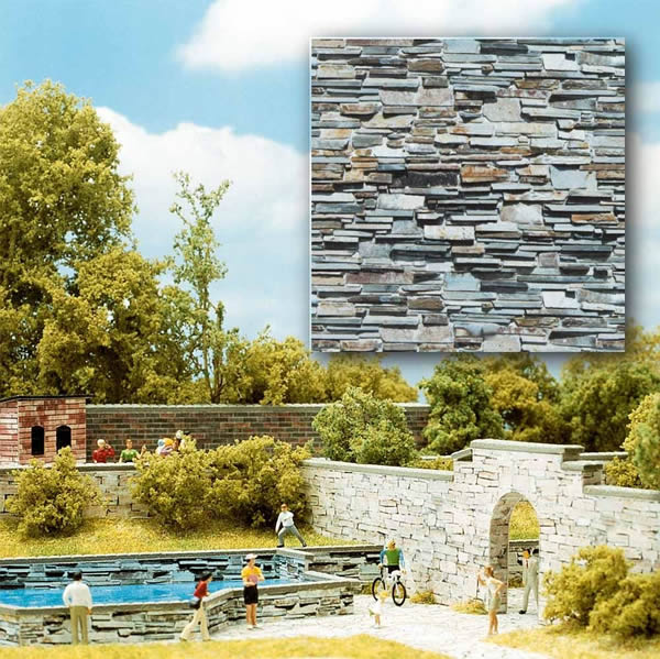 Black Forest® Hobby Supply Co Busch 7421 HO Scale Wall Card 8-1/4" x 5-13/16" Layered Stone /2 — HO Scale Scenery > Busch